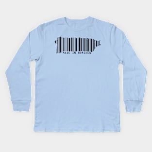 Puerto Rico Map Made in Boriken Barcode Black Design Kids Long Sleeve T-Shirt